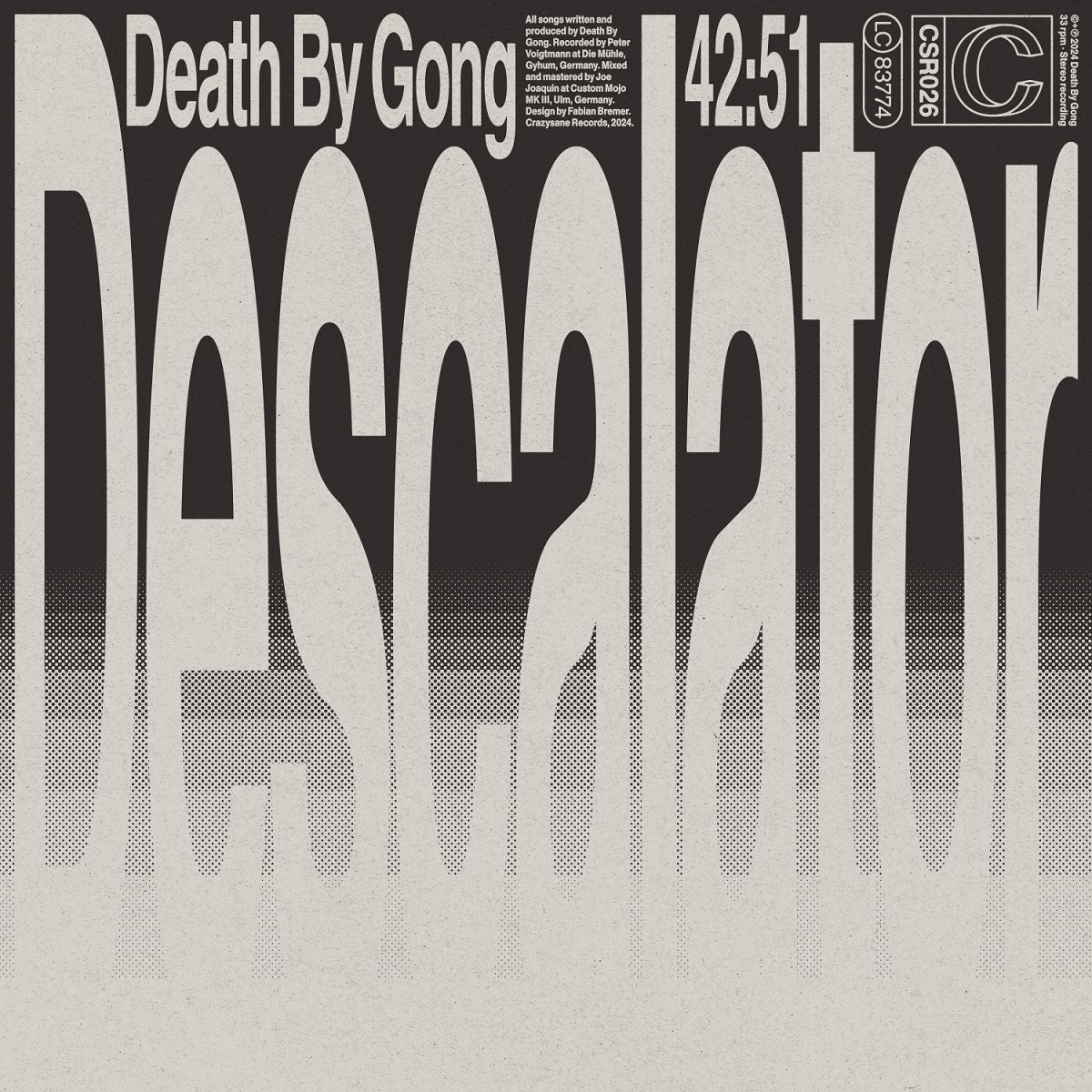 alt="Death By Gong - Descalator (2024, Crazysane Records) COVER"